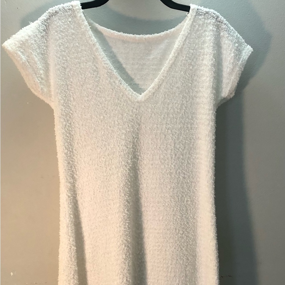 Vintage Towel Cozy White V-Neck Dress